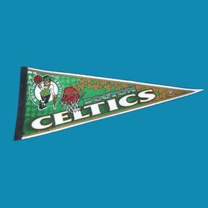 Vintage NBA Boston Celtics Basketball Rico Felt Pennant Gold 30"x12"- Stained